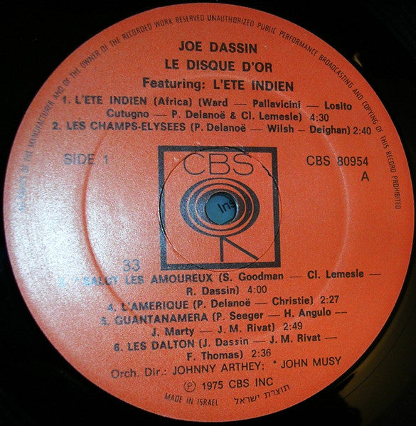 Joe Dassin - L'Eté Indien : Album D'Or (LP) - Discogs image 2