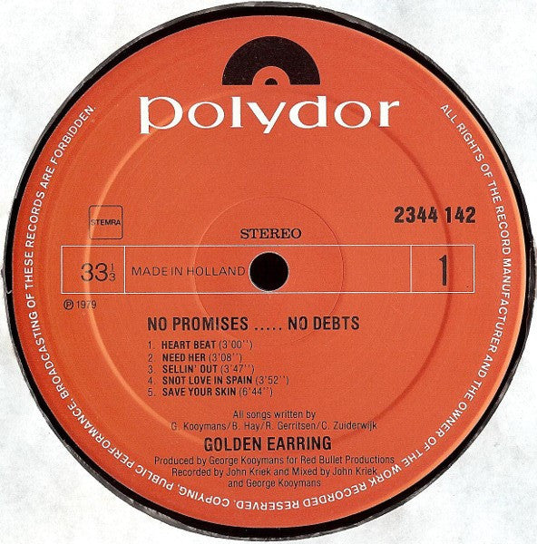 Golden Earring - No Promises ... No Debts (LP) - Discogs image 3