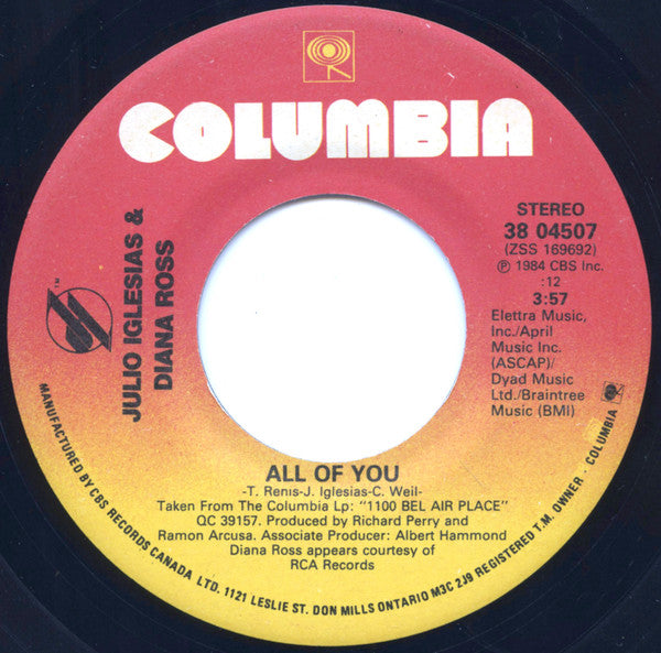Julio Iglesias, Diana Ross - All Of You / The Last Time (7") - Discogs image 3