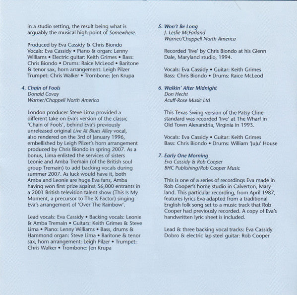 Eva Cassidy - Somewhere (CD) - Discogs image 6