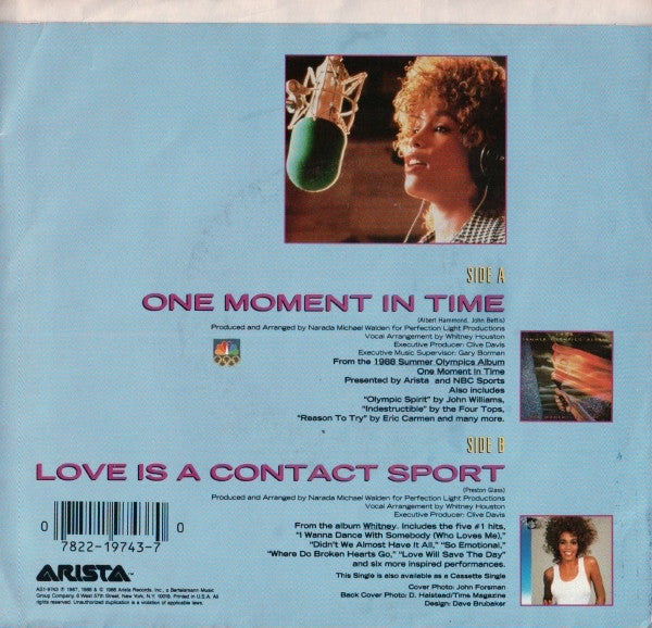 Whitney Houston - One Moment In Time (7") - Discogs image 2