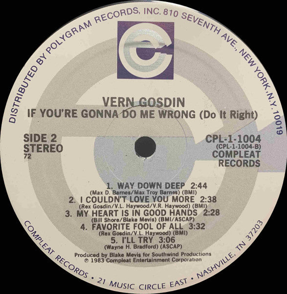 Vern Gosdin - If You're Gonna Do Me Wrong (Do It Right) (LP) - Discogs image 4