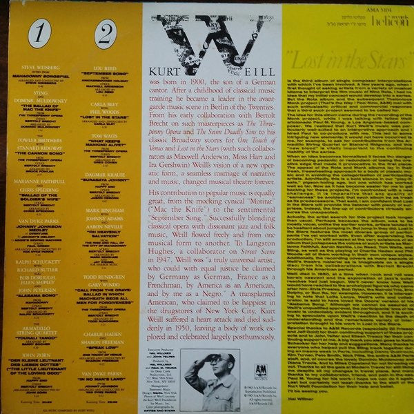 Various - Lost In The Stars (The Music Of Kurt Weill) (LP) - Discogs image 2