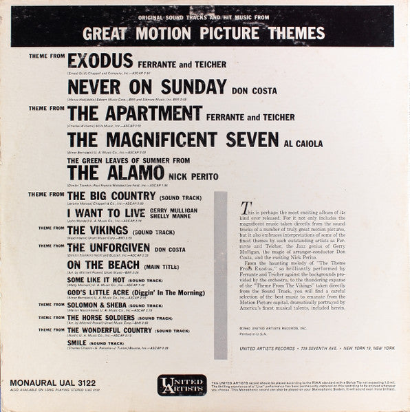 Various - Original Sound Tracks And Hit Music From Great Motion Picture Themes (LP) - Discogs image 2