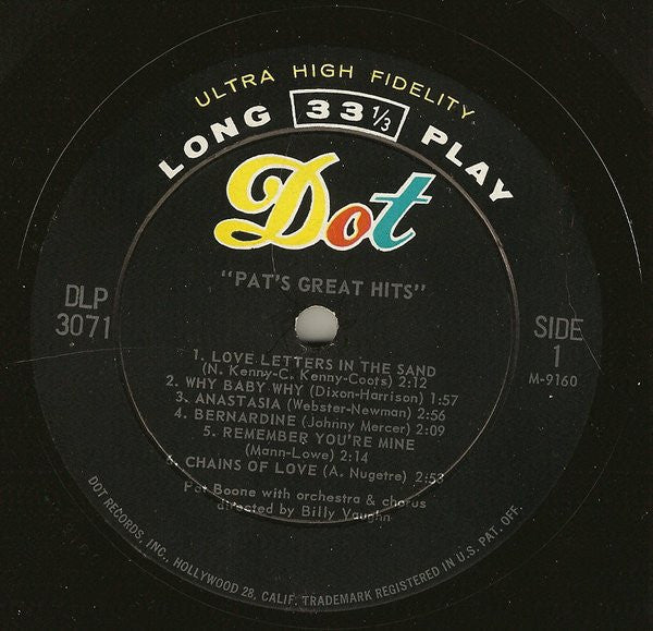 Pat Boone - Pat's Great Hits (LP) - Discogs image 3