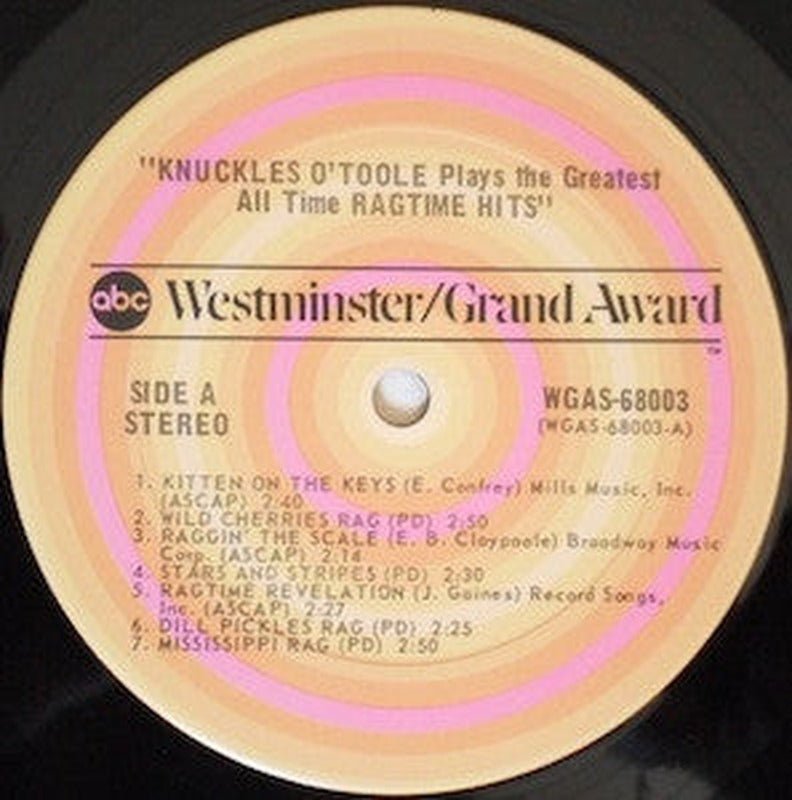 Knuckles O'Toole - Knuckles O'Toole Plays The Greatest All-Time Ragtime Hits (LP) - Discogs image 3