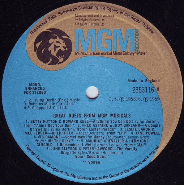 Various - Great Duets From MGM Musicals (LP) - Discogs image 3