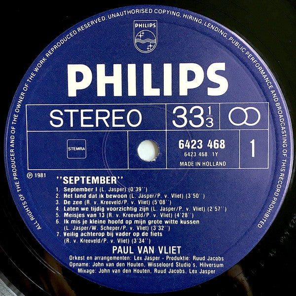 Paul Van Vliet (2) - September (Liedjes Van Paul Van Vliet) (LP) - Discogs image 3