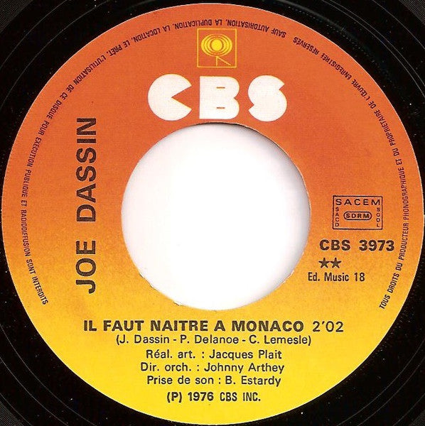 Joe Dassin - Ça Va Pas Changer Le Monde / Il Faut Naître À Monaco (7") - Discogs image 4