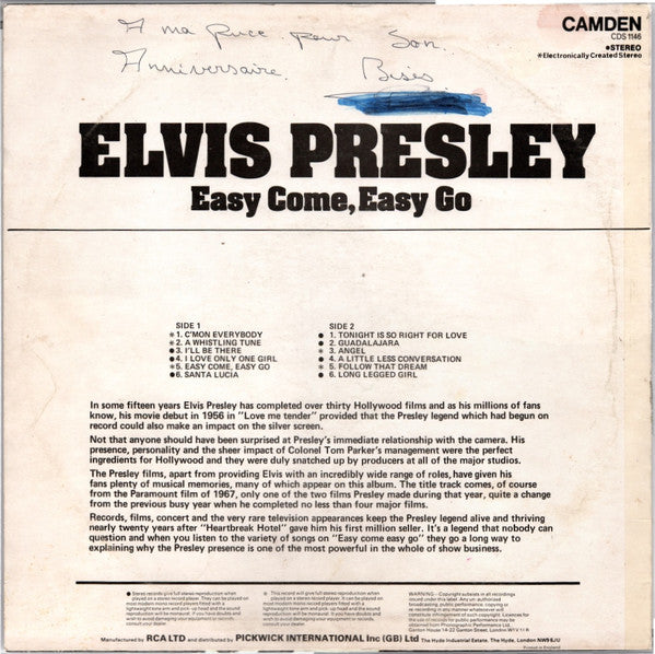 Elvis Presley - Easy Come, Easy Go (LP) - Discogs image 2