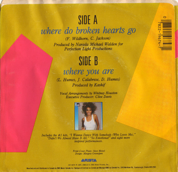 Whitney Houston - Where Do Broken Hearts Go (7") - Discogs image 2