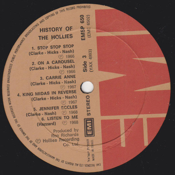 Hollies, The - The History Of The Hollies - 24 Genuine Top Thirty Hits (2xLP) - Discogs image 5