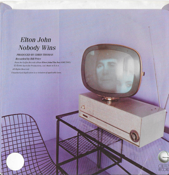 Elton John - Nobody Wins (7") - Discogs image 2