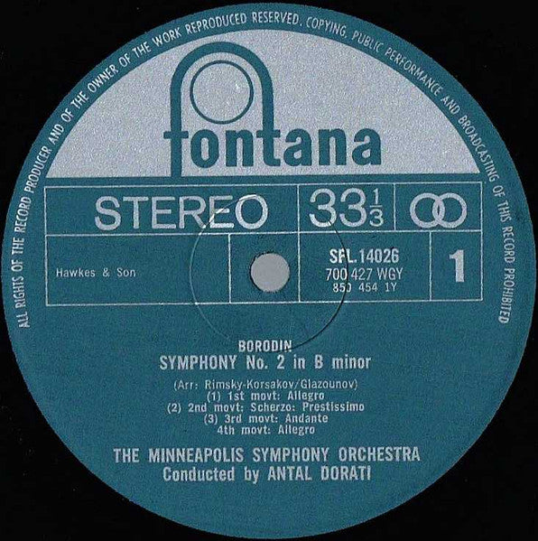 Igor Stravinsky, Alexander Borodin, Minneapolis Symphony Orchestra, Antal Dorati - The Firebird Ballet Suite / Symphony No. 2 In B Minor (LP) - Discogs image 2