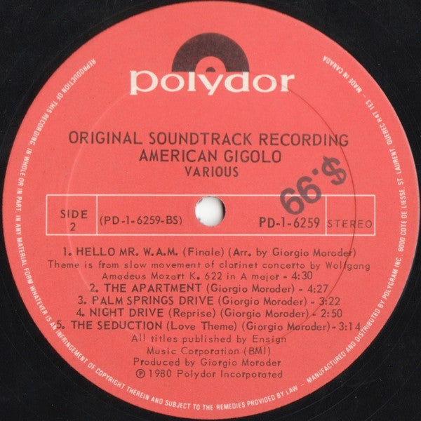 Various, Giorgio Moroder - American Gigolo (Original Soundtrack Recording) (LP) - Discogs image 4