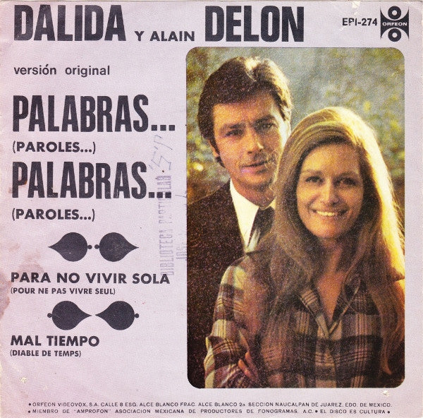 Dalida Y Alain Delon - Palabras... Palabras... (Paroles... Paroles...) (7") - Discogs image 2