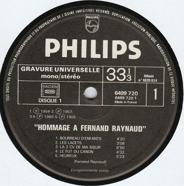 Fernand Raynaud - Hommage A Fernand Raynaud (2xLP) - Discogs image 4