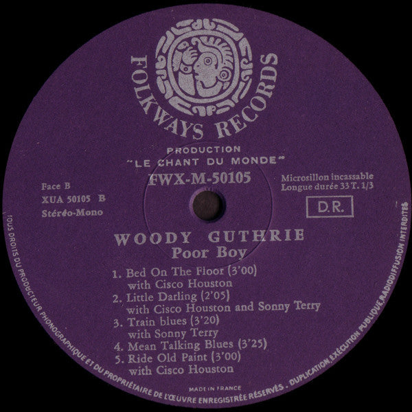 Woody Guthrie with Cisco Houston and Sonny Terry - Poor Boy (LP) - Discogs image 5