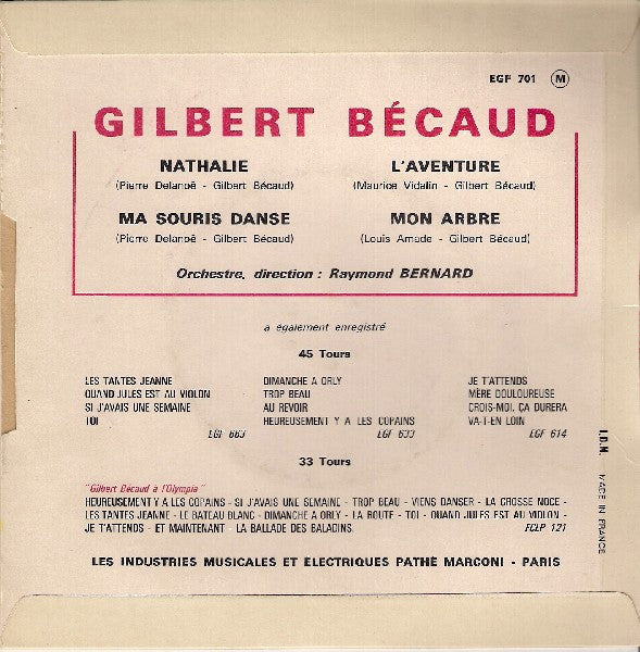 Gilbert Bécaud - Nathalie (7") - Discogs image 2