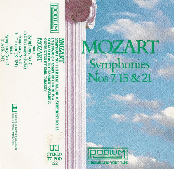 Wolfgang Amadeus Mozart, Sofia Soloists Chamber Orchestra, Emil Tabakov - Symphonies Nos. 7, 15 & 21 (Cassette)