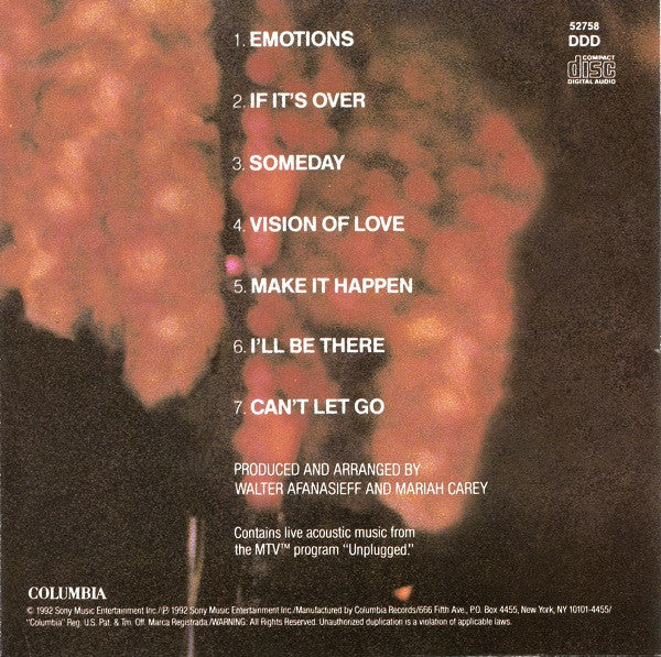 Mariah Carey - MTV Unplugged EP (CD) - Discogs image 4