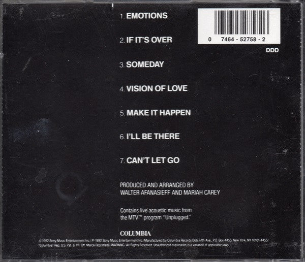 Mariah Carey - MTV Unplugged EP (CD) - Discogs image 2