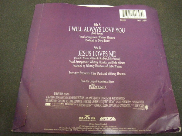 Whitney Houston - I Will Always Love You (7") - Discogs image 2
