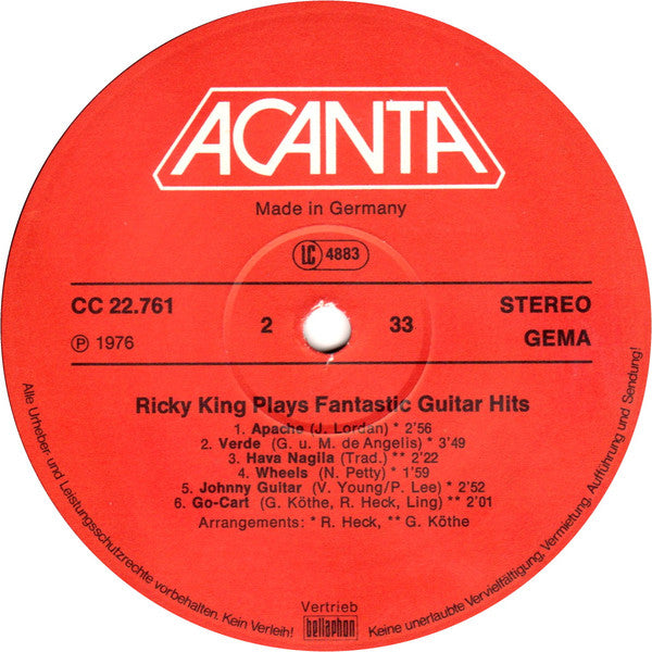 Ricky King - Ricky King Plays Fantastic Guitar Hits (LP) - Discogs image 4