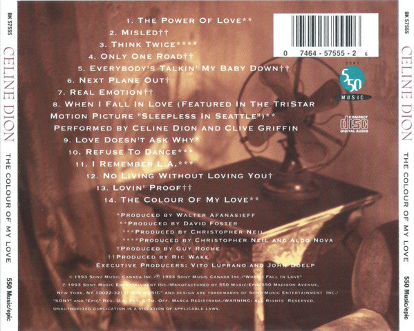 Céline Dion - The Colour Of My Love (CD) - Discogs image 2
