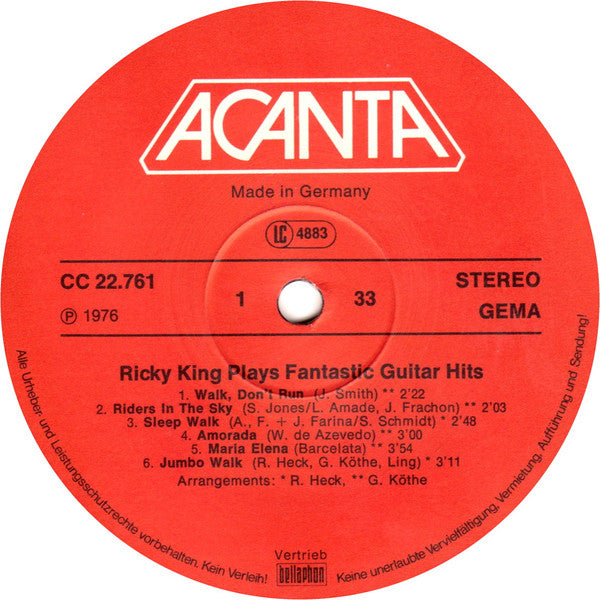Ricky King - Ricky King Plays Fantastic Guitar Hits (LP) - Discogs image 3