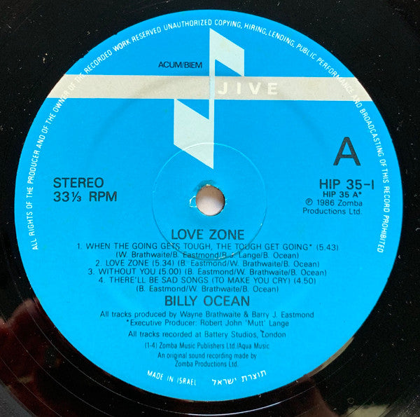Billy Ocean - Love Zone (LP) - Discogs image 3