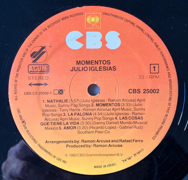 Julio Iglesias - Momentos (LP) - Discogs image 3