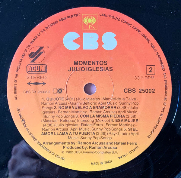 Julio Iglesias - Momentos (LP) - Discogs image 4