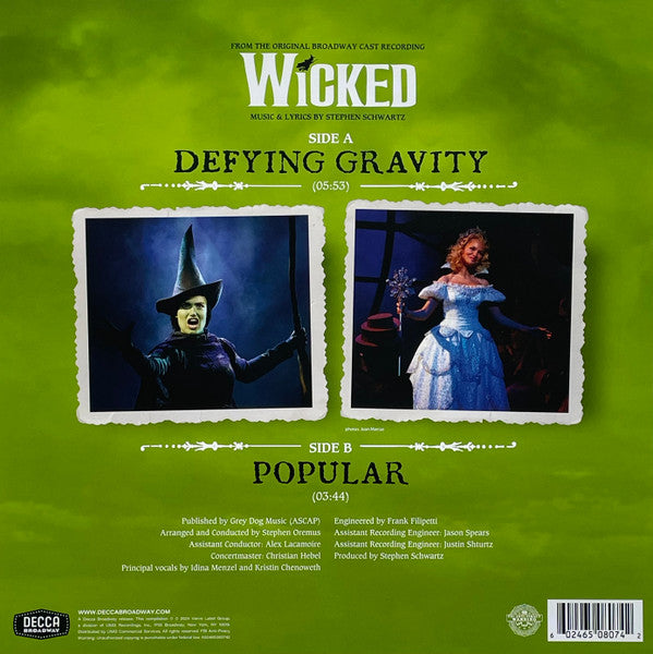 Idina Menzel, Kristin Chenoweth - Defying Gravity / Popular (From "Wicked: The Original Broadway Cast Recording") (7") - Discogs image 6