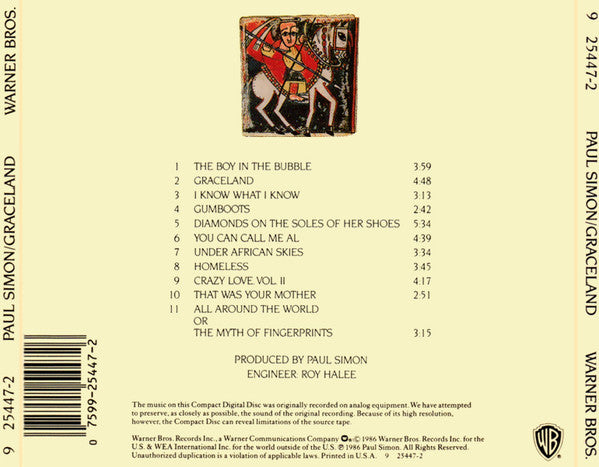 Paul Simon - Graceland (CD) - Discogs image 2