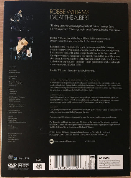 Robbie Williams - Live At The Albert (DVD) - Discogs image 2