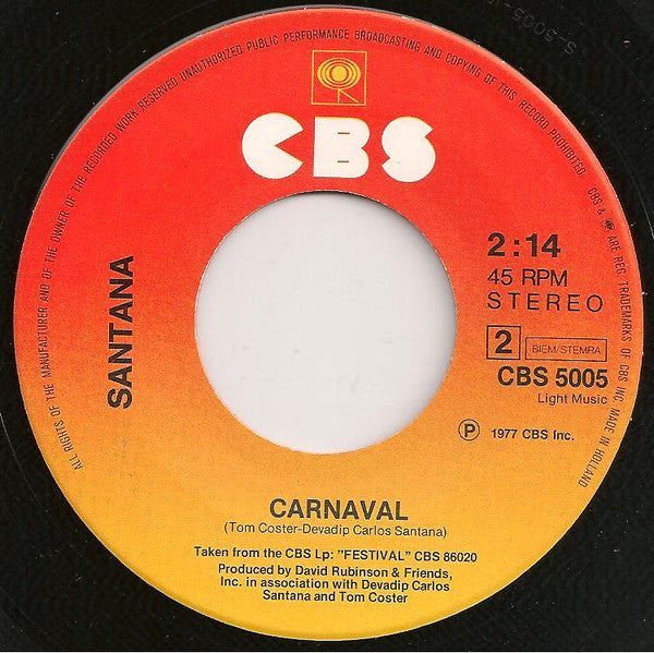 Santana - Let The Children Play / Carnaval (7") - Discogs image 4