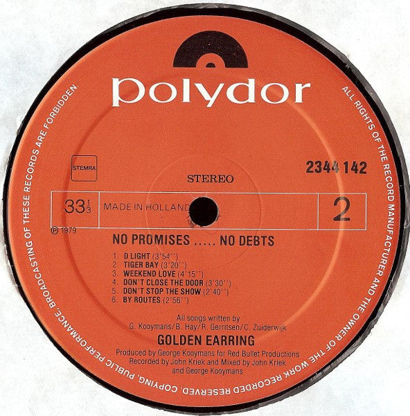 Golden Earring - No Promises ... No Debts (LP) - Discogs image 4