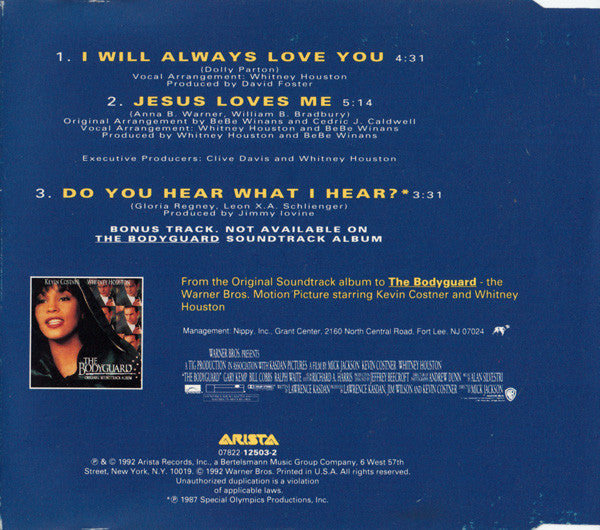 Whitney Houston - I Will Always Love You (CD) - Discogs image 3