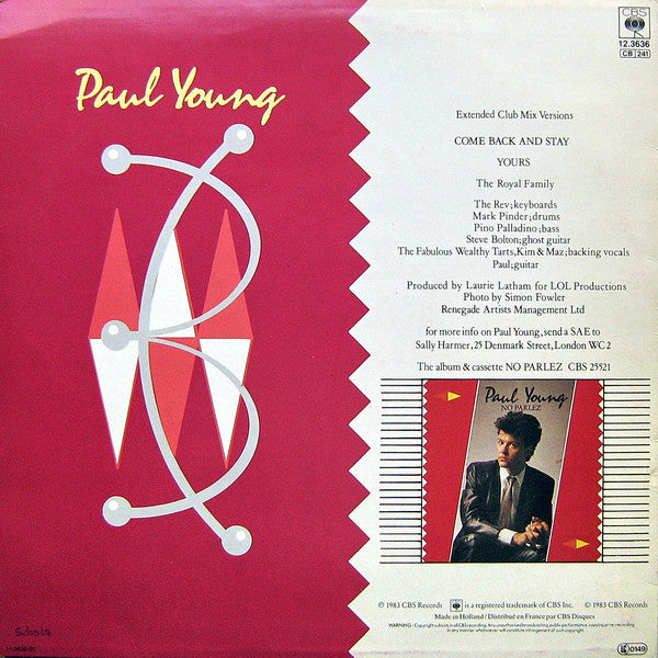 Come Back And Stay / Yours (Extended Club Mix Versions) - Discogs image 2