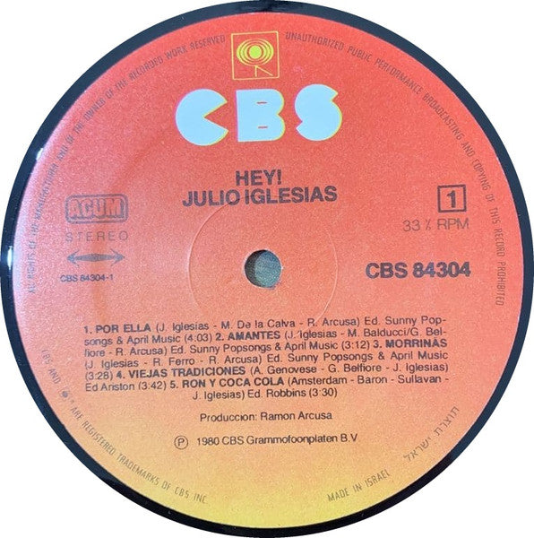Julio Iglesias - Hey! (LP) - Discogs image 3