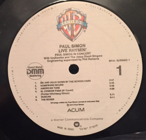 Paul Simon - Live Rhymin' (LP) - Discogs image 3