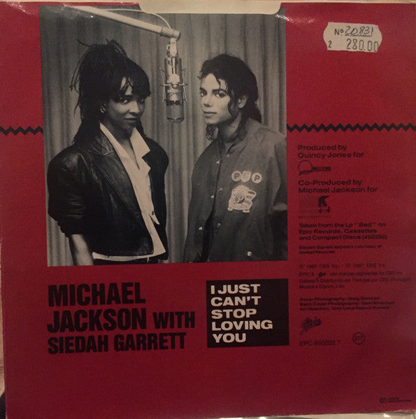 Michael Jackson - I Just Can't Stop Loving You (7") - Discogs image 2