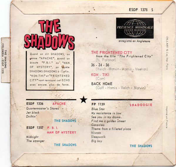 Shadows, The - The Frightened City (7") - Discogs image 2