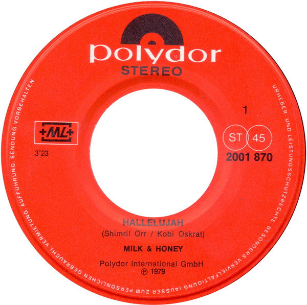 Milk And Honey - Hallelujah (7") - Discogs image 2