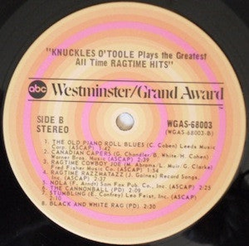 Knuckles O'Toole - Knuckles O'Toole Plays The Greatest All-Time Ragtime Hits (LP) - Discogs image 4