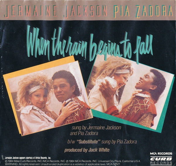 Jermaine Jackson / Pia Zadora - When The Rain Begins To Fall (7") - Discogs image 2