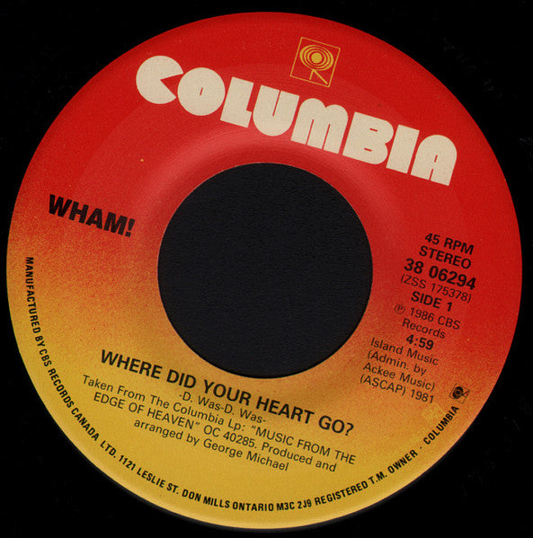 Wham! - Where Did Your Heart Go? (7") - Discogs image 3