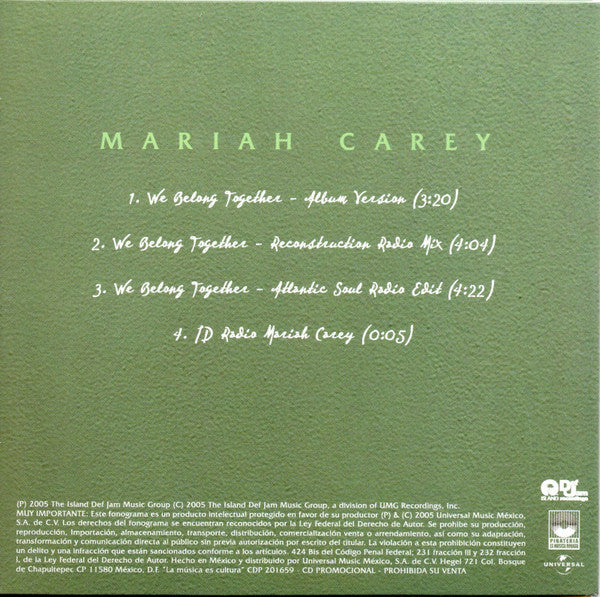 Mariah Carey - We Belong Together (CD) - Discogs image 2