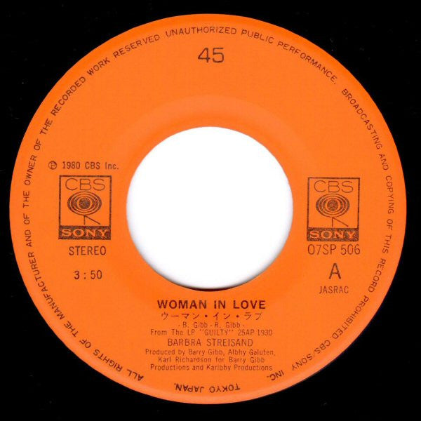 Barbra Streisand - Woman In Love (7") - Discogs image 3